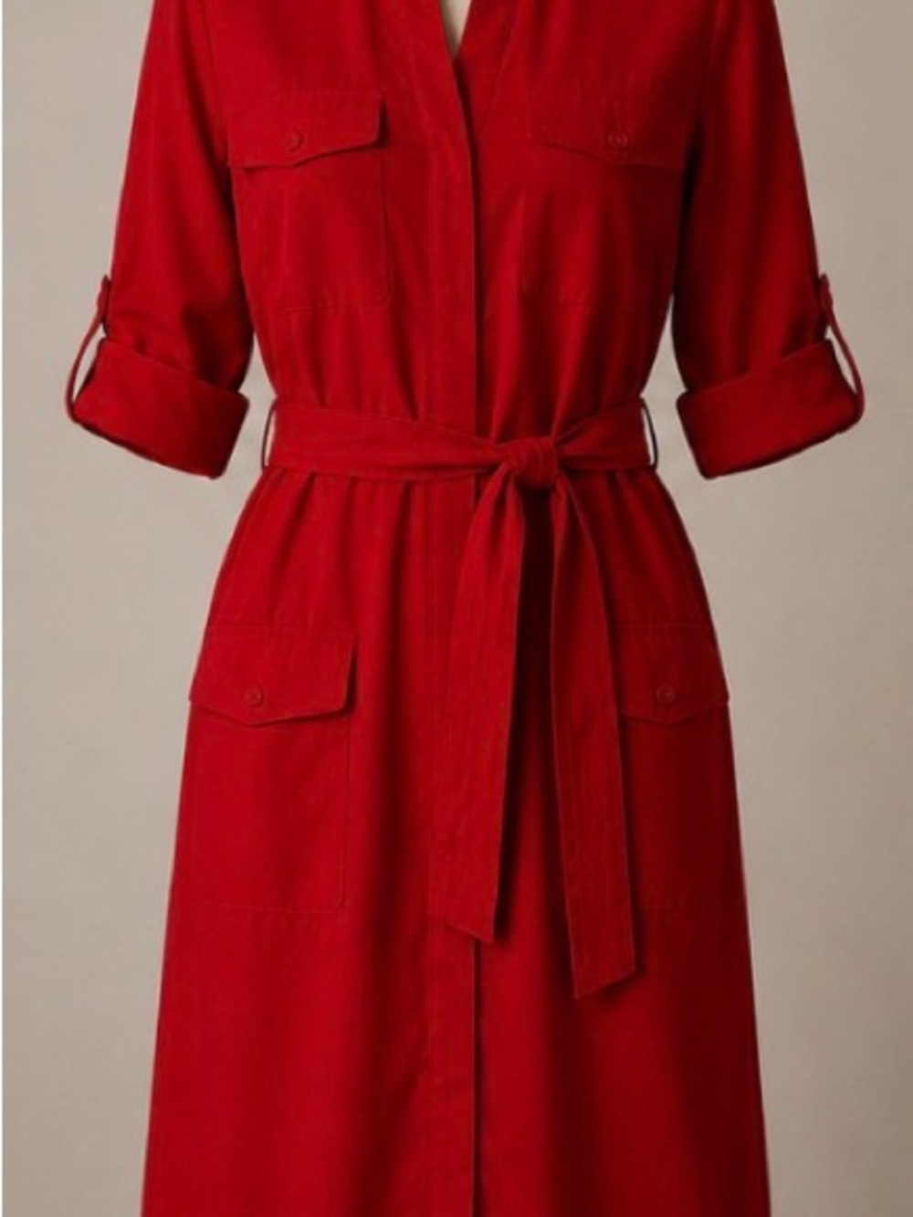 Vibrant Red Express Utility Shirt Dress – XS